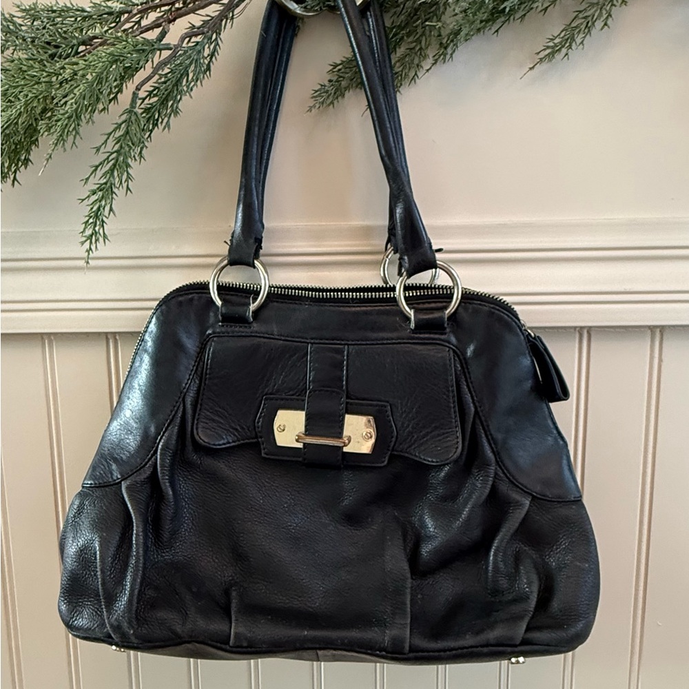 Charles David Black Large Leather Handbag Satchel